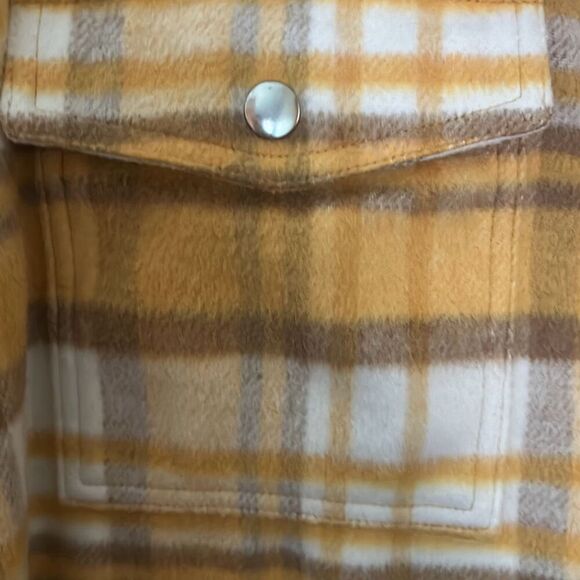 Coldwater Creek 2X Yellow Plaid Shacket Flannel Shirt Jacket Woman’s - Picture 4 of 8